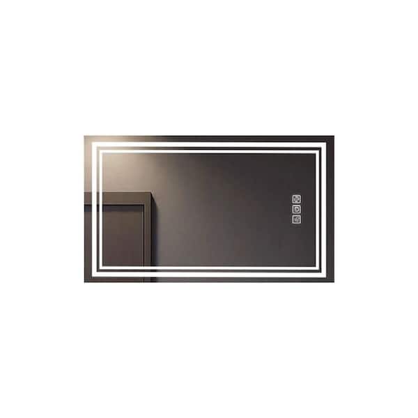 40 in. W x 24 in. H Rectangular Frameless Wall Bathroom Vanity Mirror w/Front and Back Light, 3 Colors, Memory Function