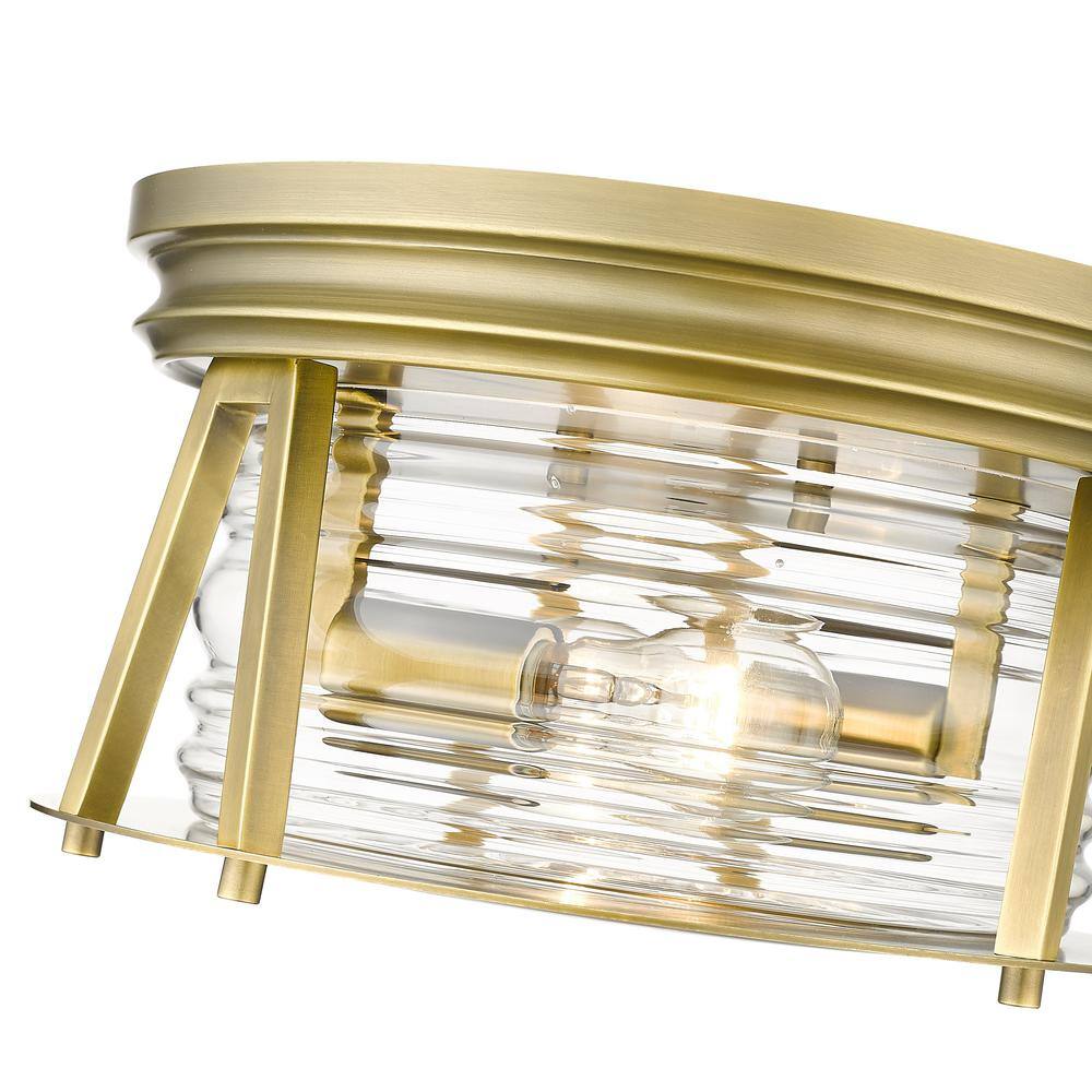 Cape Harbor Rubbed Brass and Glass 12" LED Flush Mount