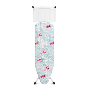 Ironing Board B, 49 x 15 in with Solid Steam Unit Holder, Botanical Cover and White Frame