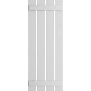 23 in. x 26 in. True Fit PVC 4-Board Spaced Board and Batten Shutters Pair in Unfinished