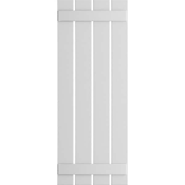Ekena Millwork 23 in. x 45 in. True Fit PVC Four Board Spaced Board and Batten Shutters Pair in Unfinished