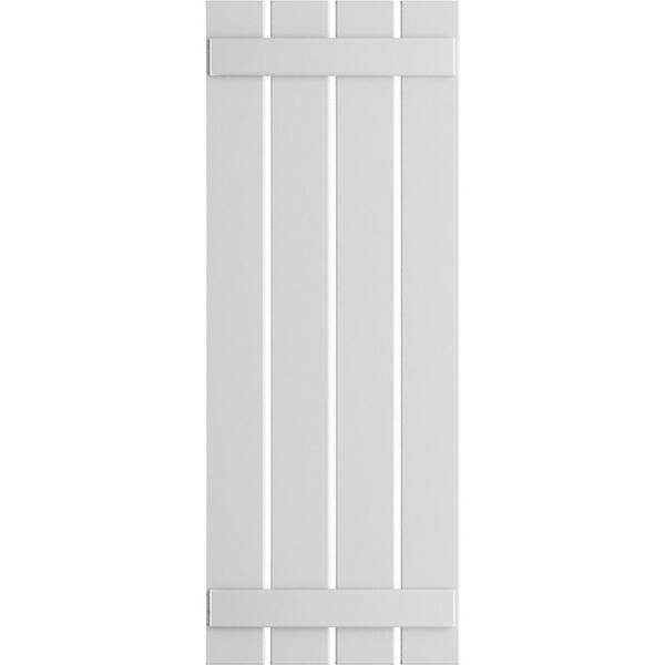 Ekena Millwork 23 in. x 76 in. True Fit PVC Four Board Spaced Board and Batten Shutters Pair in Unfinished