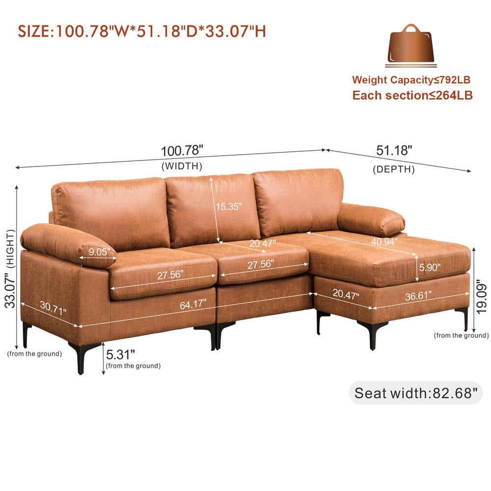 Buy Breathabo 100 in. W Reversible 3Piece Fabric LShaped Suede