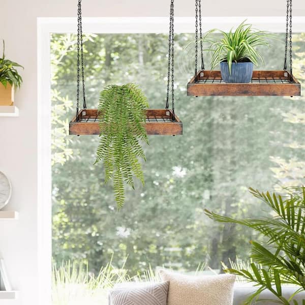 17 in. W Outdoor Large Wood Hanger Planters (2 Pack) HPDJJNYSH2 - The Home  Depot