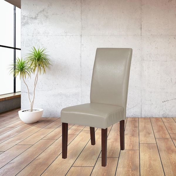 Beige Leather Dining Chairs (Set of 2)