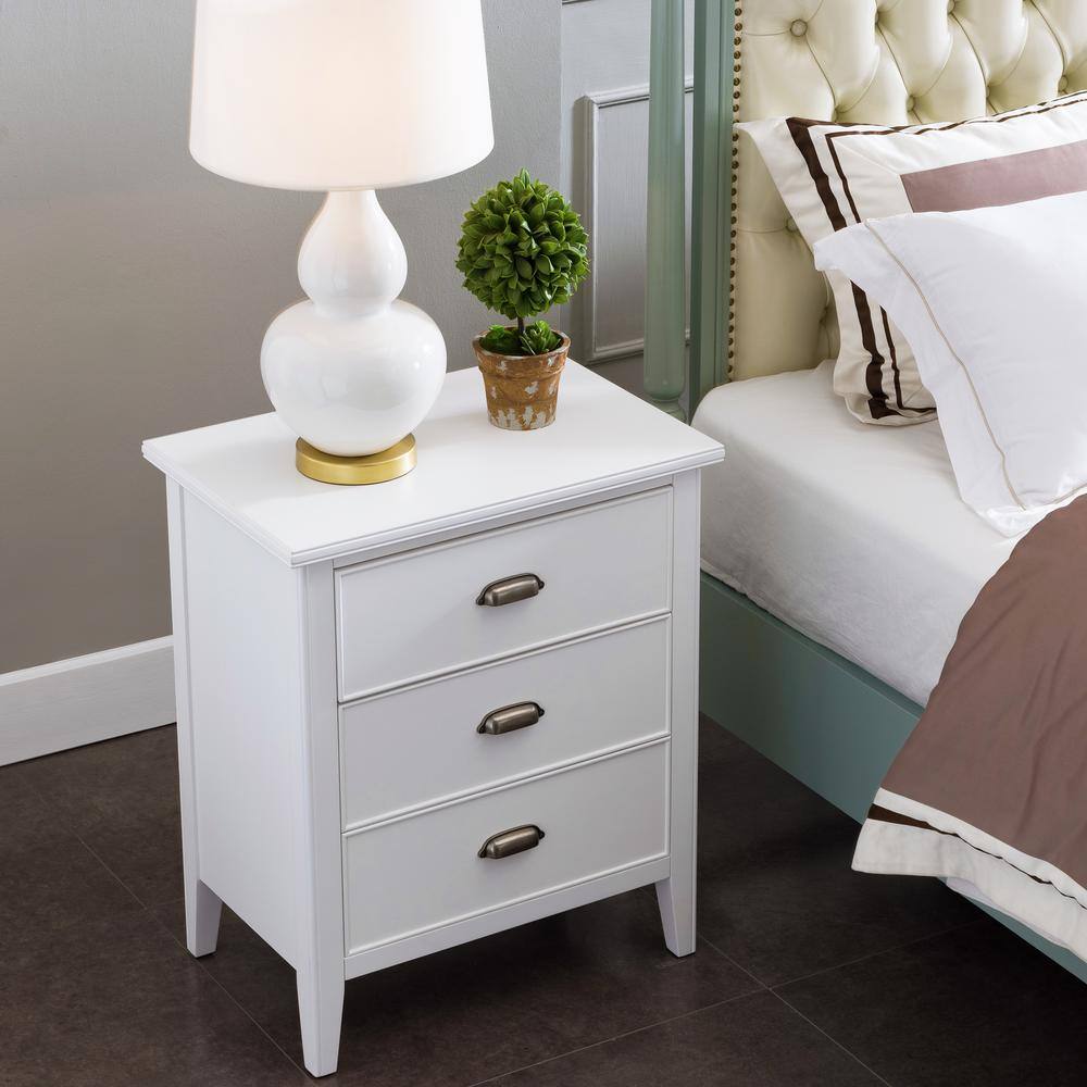 Orchid White Solid Wood Nightstand with USB-C and A/C Ports