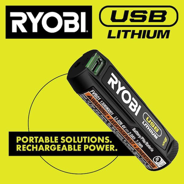 Ryobi USB Lithium 200 Lumens Magnifying Light Kit with 2.0 Ah Battery and USB Charging Cable