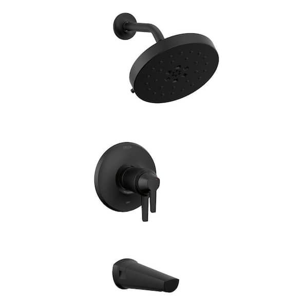 Delta Galeon 1-Handle Wall-Mount Tub and Shower Trim Kit in Matte Black with UltraSoak (Valve Not Included)