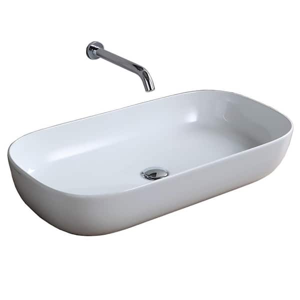 Nameeks Glam Vessel Sink in White Scarabeo 1803-No Hole - The Home Depot