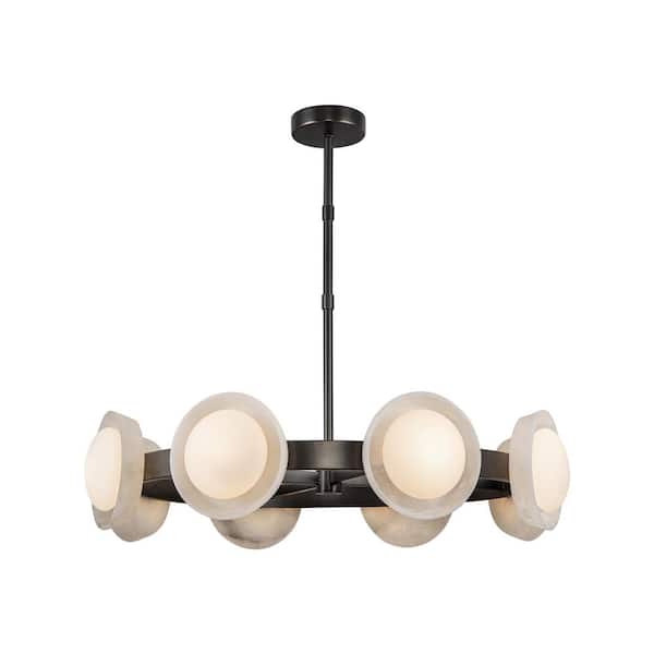 ALORA Alonso 37 in. 1 Light 30-Watt Urban Bronze/Alabaster Integrated LED Chandelier