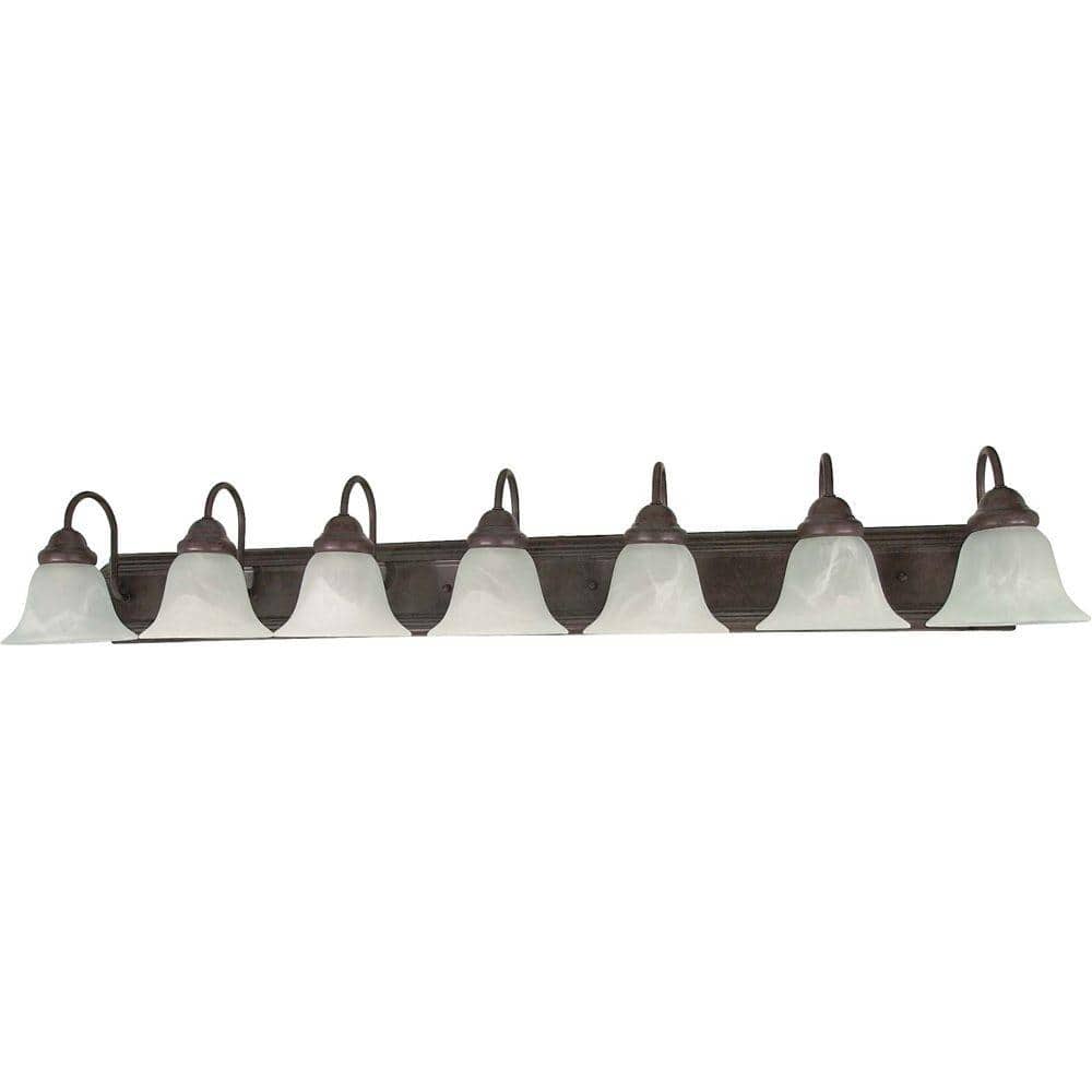 SATCO Ballerina 48 in. 7-Light Old Bronze Vanity Light with Alabaster Glass Shade 60/292 Sansujyuku sansujyuku.com