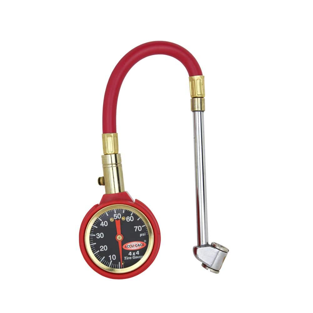 Accu-Gage 0 PSI to 75 PSI Tire Pressure Gauge 11 in. Rubber Air Hose Dual Foot Air Chuck -  TG75