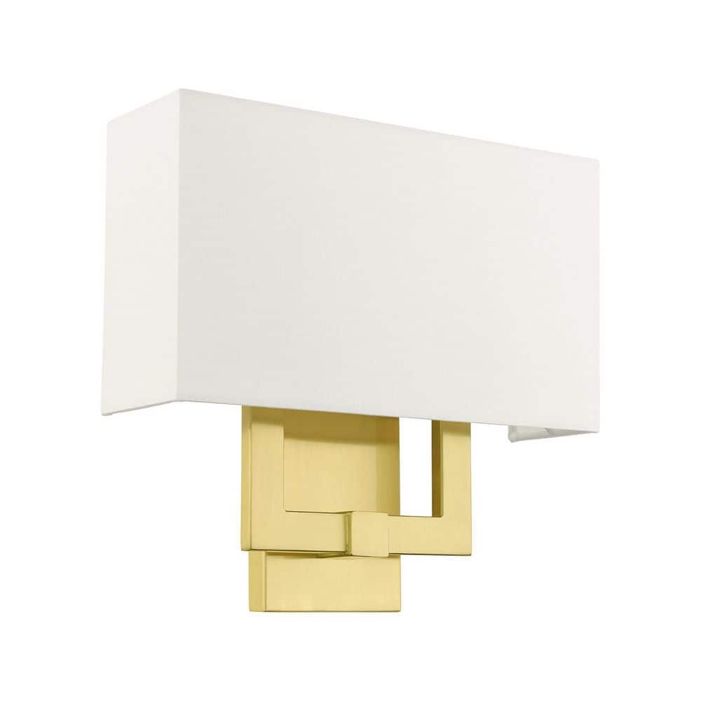 Hollborn Satin Brass 2-Light ADA Compliant Wall Sconce with Off-White Shade