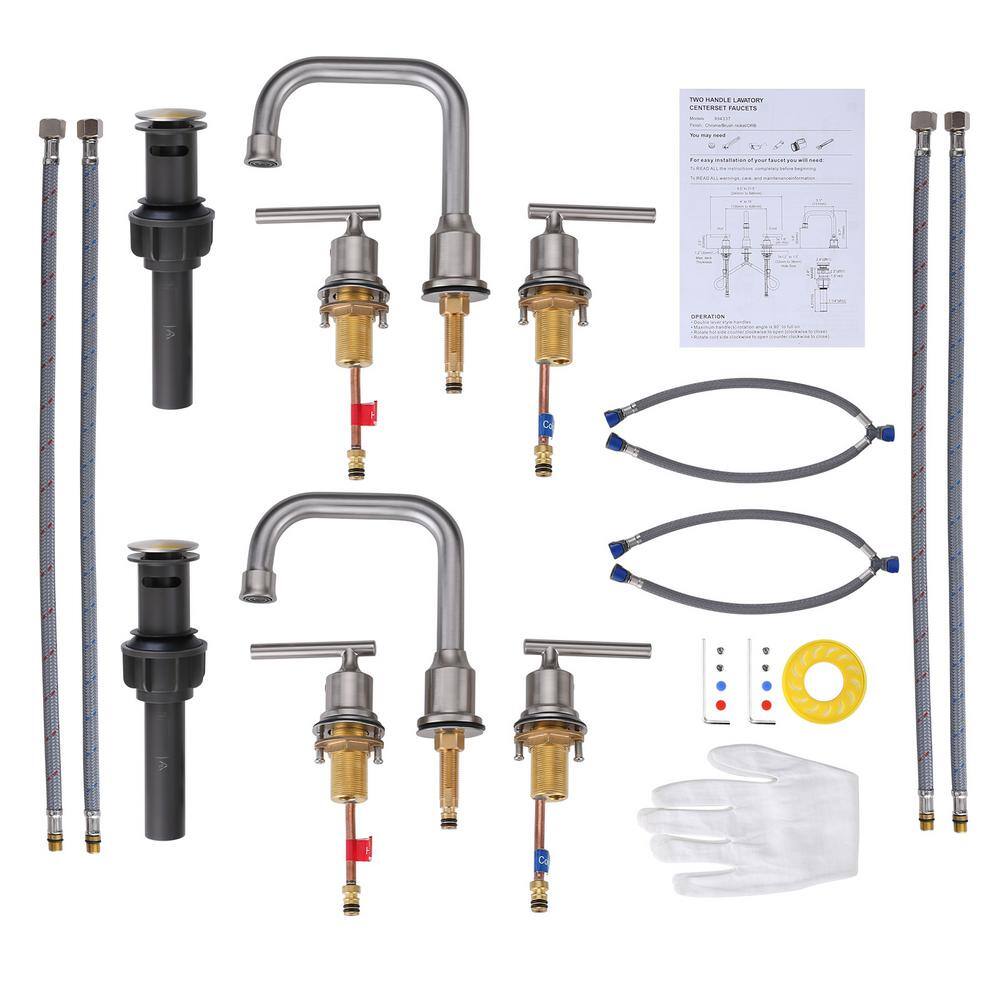 Brushed Nickel 8-Inch Widespread Double Handle Bathroom Faucet Set