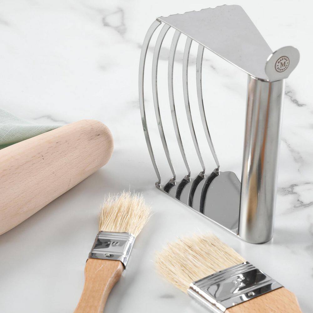 Natural Wood and Stainless Steel 4-Piece Baking Gadget Set