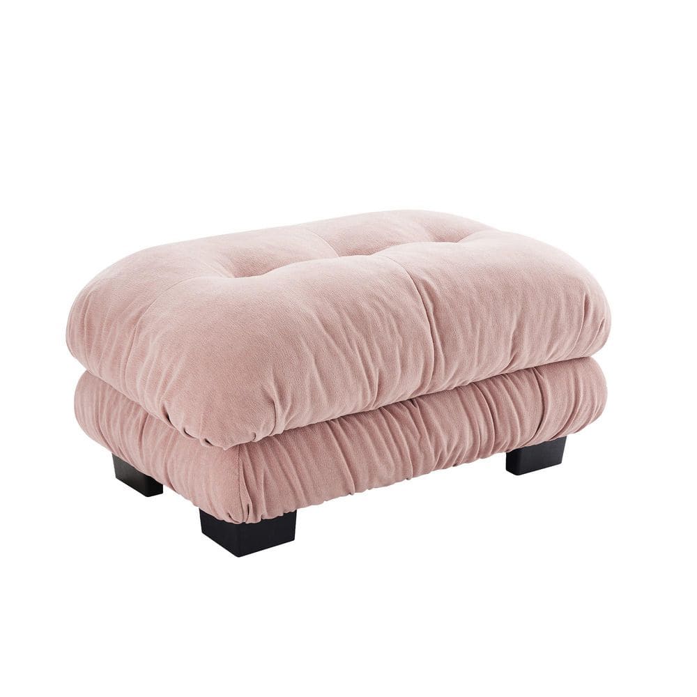 Pink Chenille Rectangle Accent Ottoman