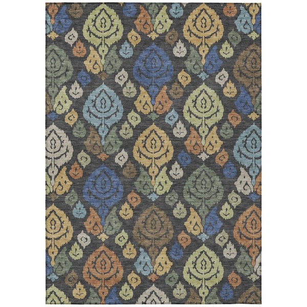 Chantille Machine Washable Indoor/Outdoor Abstract ACN2460 Charcoal 9 ft. x 12 ft. Area Rug