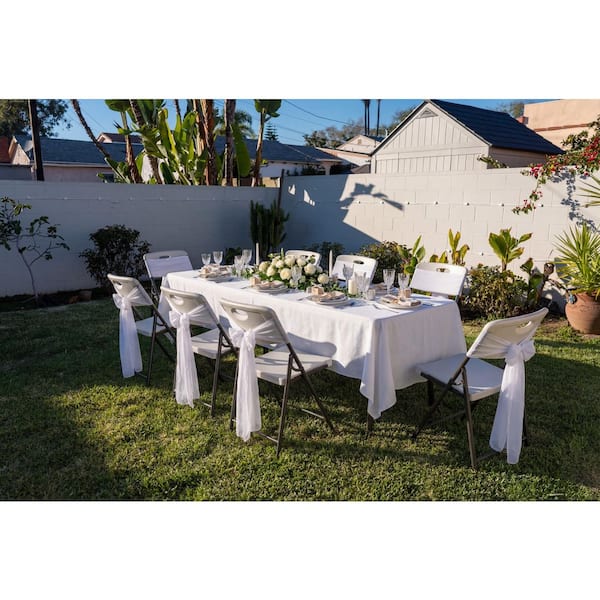 HDX Metal Frame Almond Resin Seat Indoor/Outdoor Folding Chair THD
