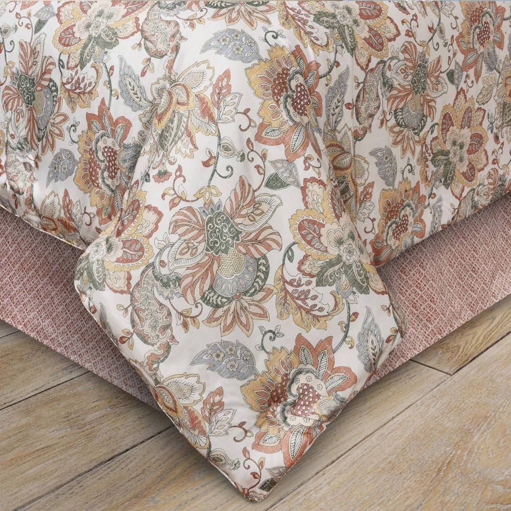 Janessa Coral and Gold Reversible Full Comforter Set