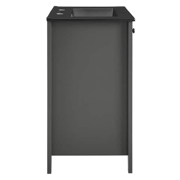 Nantucket 24 in. W x 18 in. D x 34 in. H Bathroom Vanity in Gray with Black Granite Top