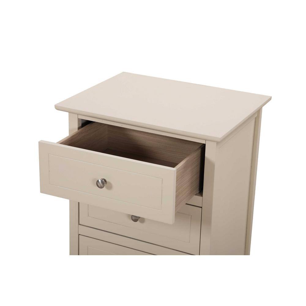 Daniel Beige 3-Drawer Solid Wood Nightstand