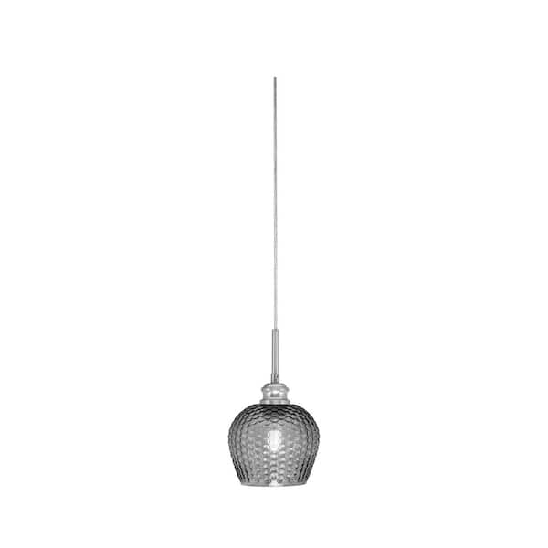 Unbranded Albany 60-Watt 1-Light Brushed Nickel Pendant Mini Pendant Light Smoke Textured Glass and Light Bulb Not Included