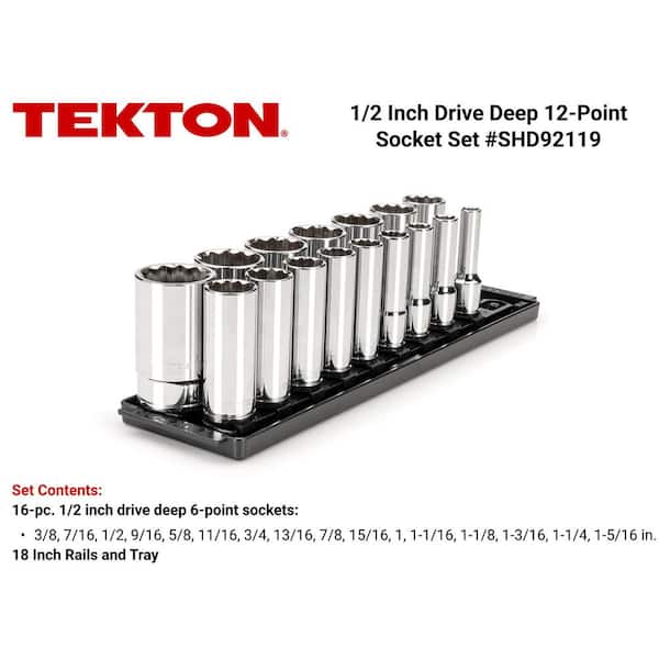 1/2 in. Drive Deep 12-Point Socket Set with Rails (3/8 in.-1-5/16 in.) (16-Piece)
