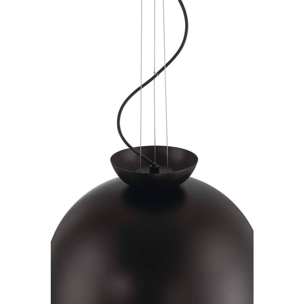 Flat Black Glass Dome Indoor/Outdoor Pendant Light