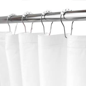 70 in. W x 72 in. H White Medium Weight PEVA Shower Curtain Liner and Beaded Roller Ring Set