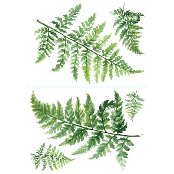RoomMates Green Watercolor Fern Peel and Stick Giant Wall Decals
