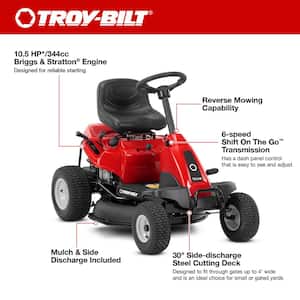 30 in. 10.5 HP Briggs and Stratton Engine 6-Speed Manual Drive Gas Rear Engine Riding Mower with Mulch Kit Included