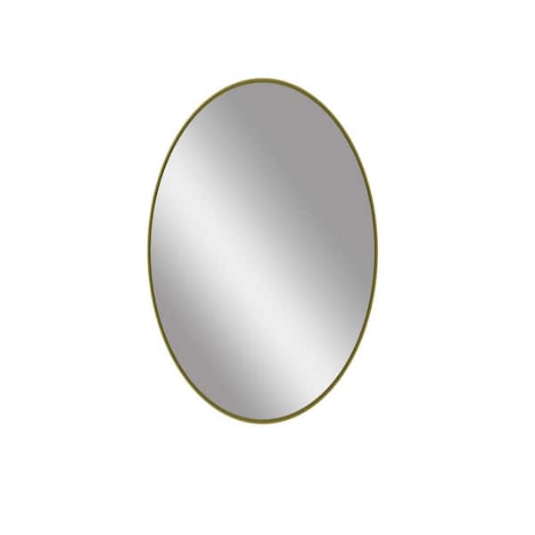 JimsMaison 18 in. W x 28 in. H Oval Framed Wall Mounted Bathroom Vanity Mirror in Gold