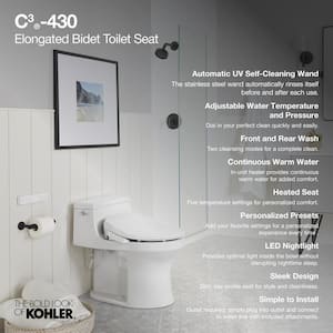 C3-430 Electric Heated Nightlight Remote Control Bidet Seat for Elongated Toilet in White