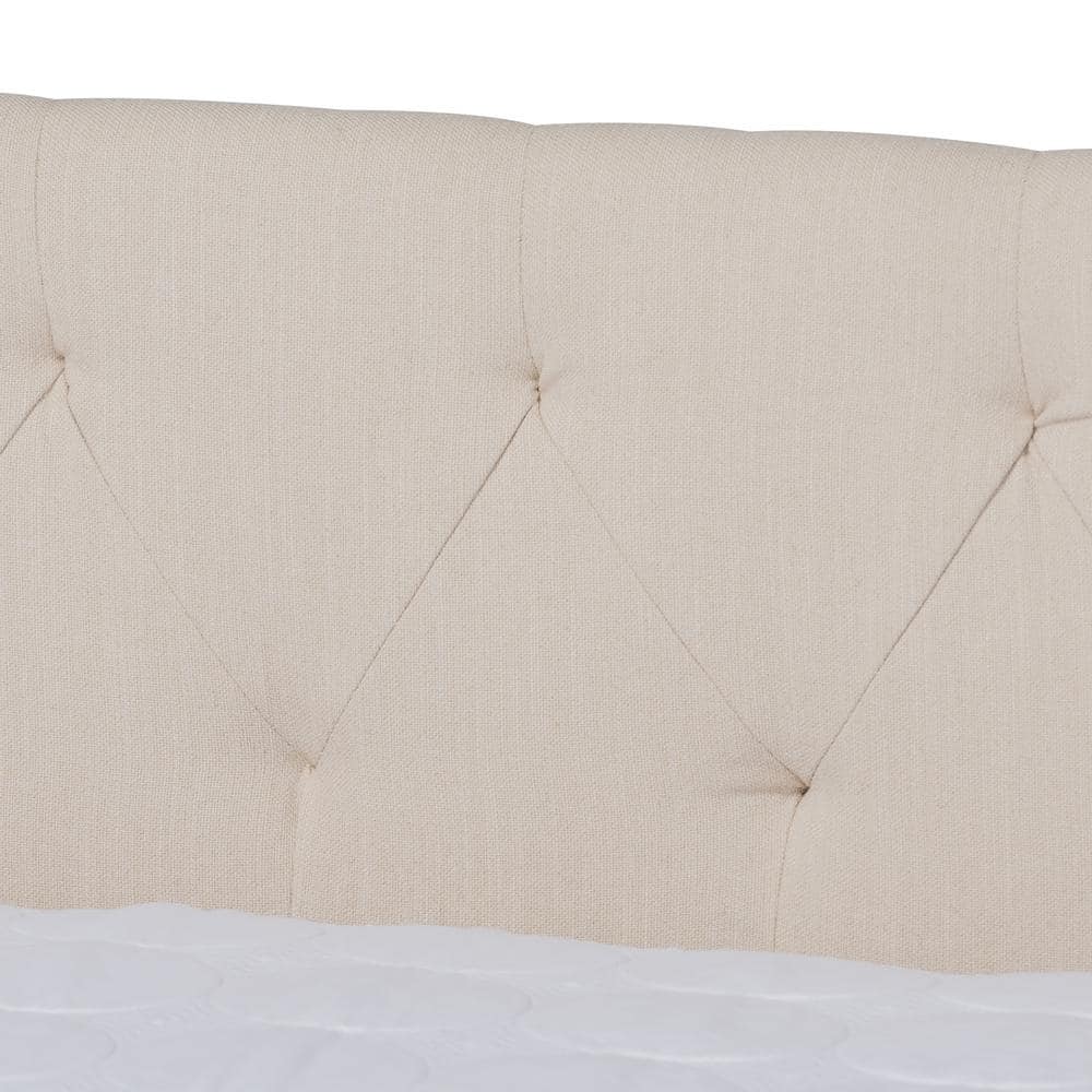 Beige Upholstered Full Size Daybed with Trundle and Nailhead Trim