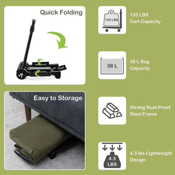 Foldable Utility Cart for Travel and Shopping - Costway