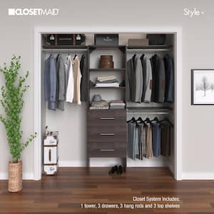 Style+ 73.1 in W - 121.1 in W Modern Walnut Modern Style Basic Plus Wood Closet System Kit