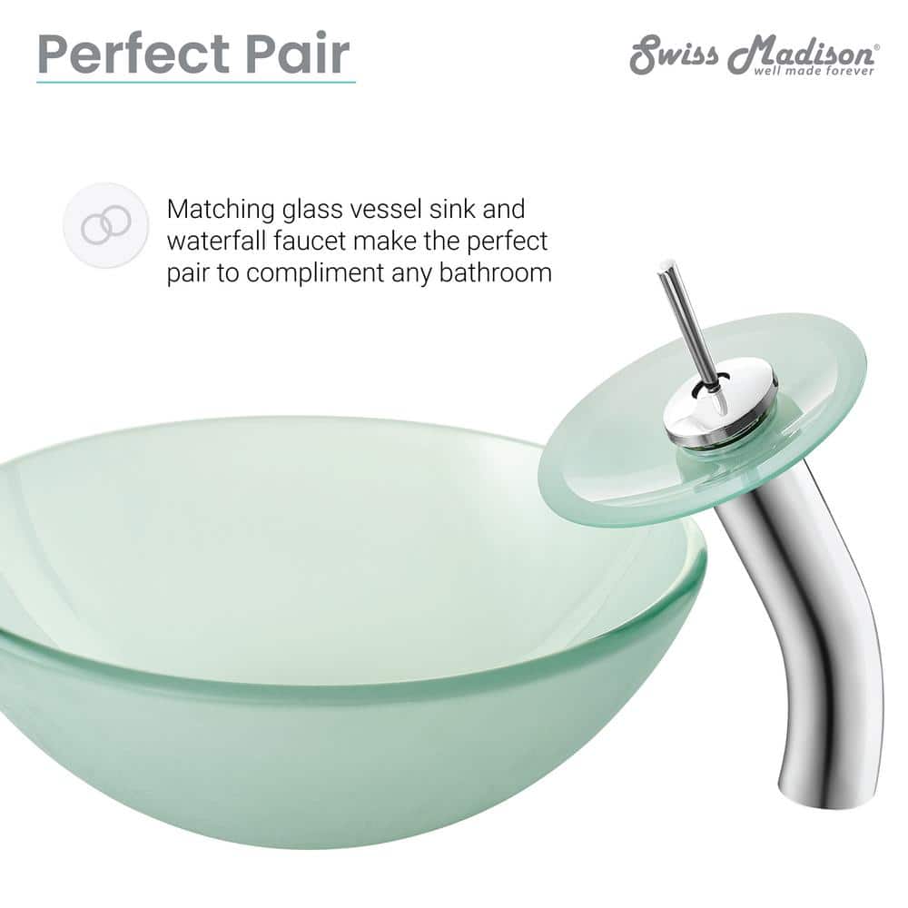 Cascade Frosted Glass 16.5" Vessel Sink with Faucet