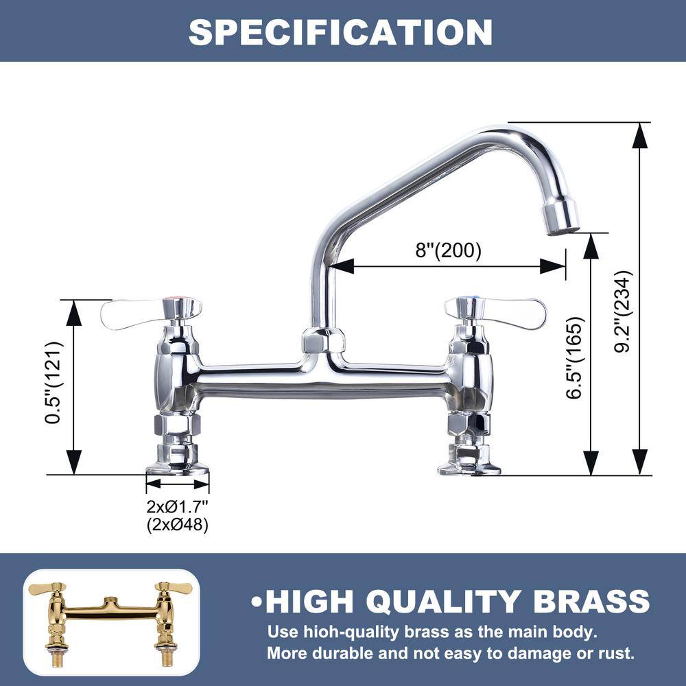 Polished Chrome Double Handle Deck Mounted Kitchen Faucet