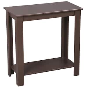 11.81 in. Rectangle Wooden Top 2-Layers Sofa Side Table Brown
