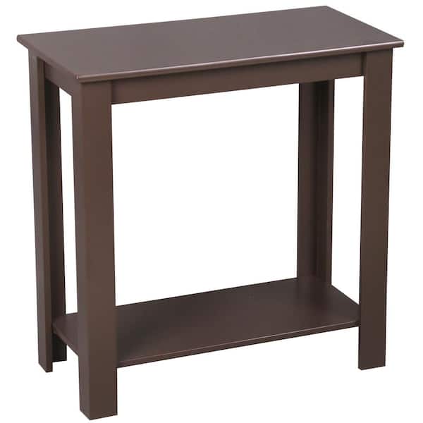 Karl home 11.81 in. Rectangle Wooden Top 2-Layers Sofa Side Table Brown