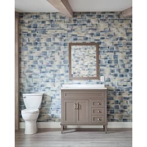 Modern Farmhouse Blue Wood Subway 4 in. x 8 in. Glass Decorative Tile (4.44 sq. ft.)