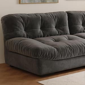 89 in. Overstuffed Anti Cat Scratch Fabric Armless 2-Seats Leisure Sofa Room Furniture Couch for Apartment in Gray