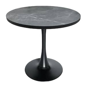 Bristol 36 in. Round Dining Table with MDF Wood Tabletop in Black Iron Pedestal Base 4-Seater, Black