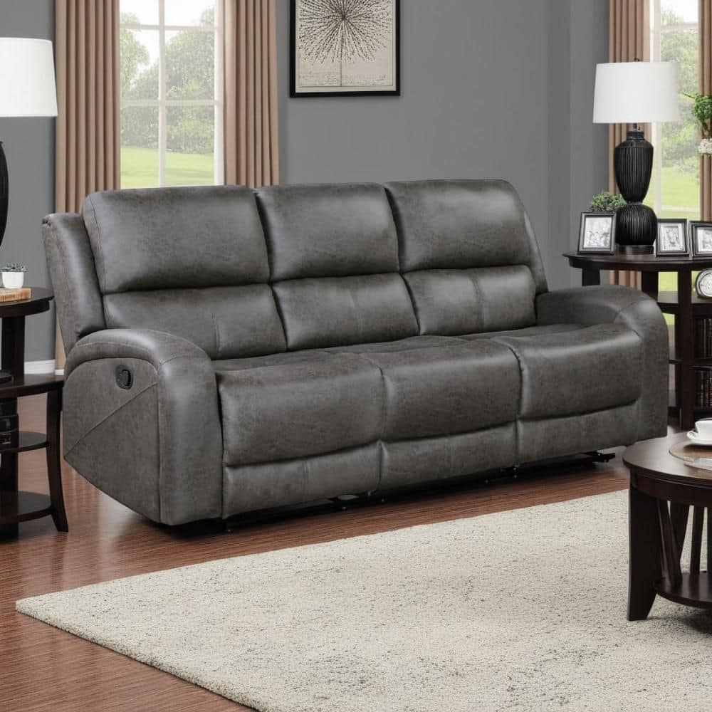 Benjara Patsy 38 in. Slope Arm Microfiber Rectangle Tight Back