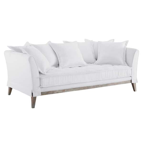 MODWAY Rowan 84 in. White Fabric Sofa