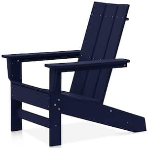 Aria Navy Recycled Plastic Modern Adirondack Chair with Side Table (2-Pack)