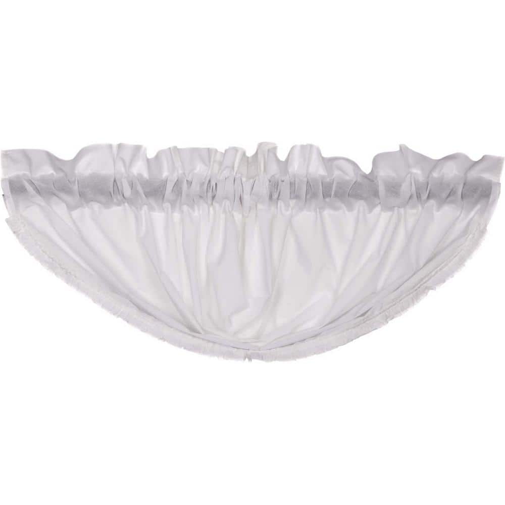 VHC Brands White Ruffled Sheer 60 in. W x 15 in. L Cotton Rod Pocket ...