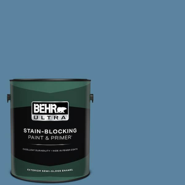 BEHR ULTRA 1 gal. #BIC-38 Honest Blue Semi-Gloss Enamel Exterior Paint & Primer