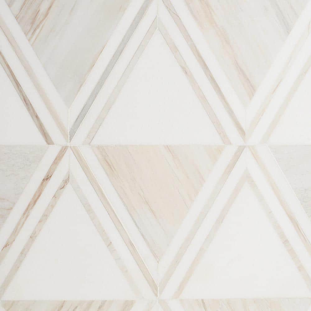 Bernini Beige Polished Porcelain and Marble Mosaic Tile