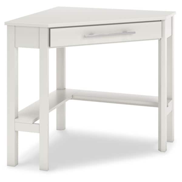 Grannen 42 in. Corner White Wood 1-Drawer Desk with Storage
